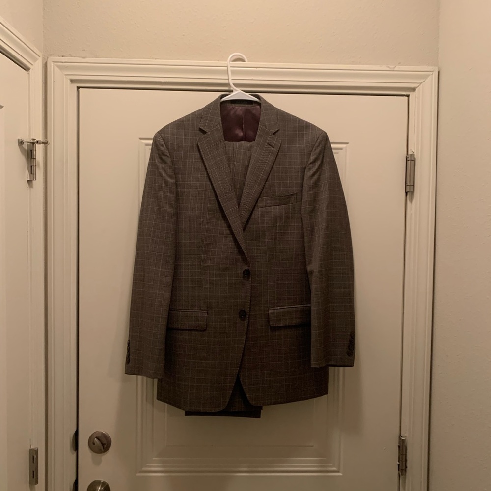 Calvin Klein grey plaid suit 38R